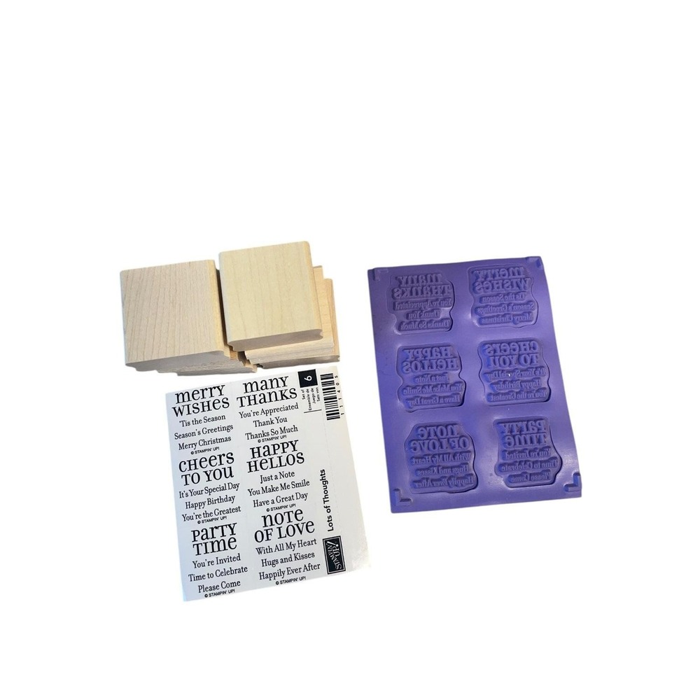 Stampin' Up! Lots of Thoughts‎ Wood Mounted Rubber Stamp Set Sentiments 6-Piece
